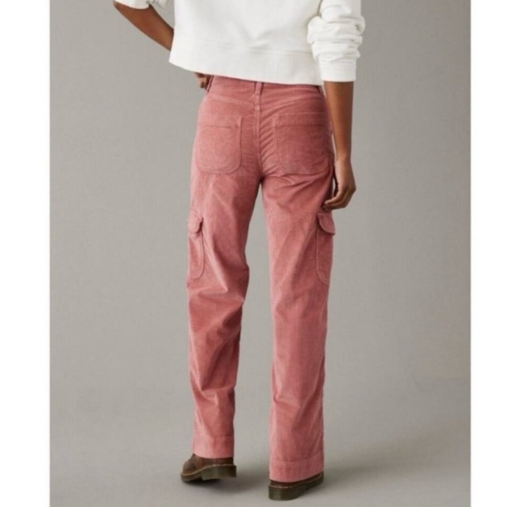 AMERICAN EAGLE  Pink Corduroy Cargo Jeans Sz 8 - Picture 4 of 15